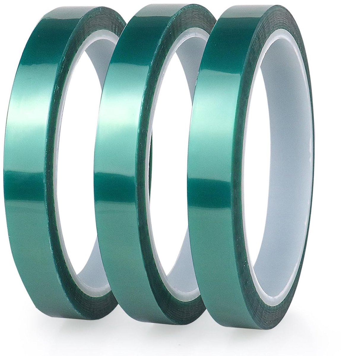 3 Rollen 10mmx33m Hittebestendige Tape, Hoge Temperatuur Isolatietape, Groene PET Tape voor Sublimatie, 3D Printers en Elektronische Circuitborden