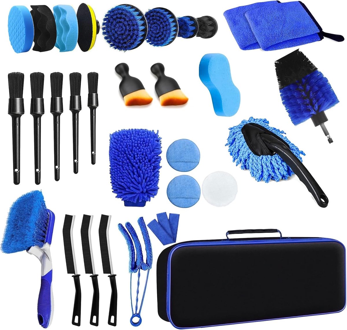 Auto reinigingsset 31-delig - Complete kit met borstels en doeken - Voor interieur en exterieur - ShopVlot