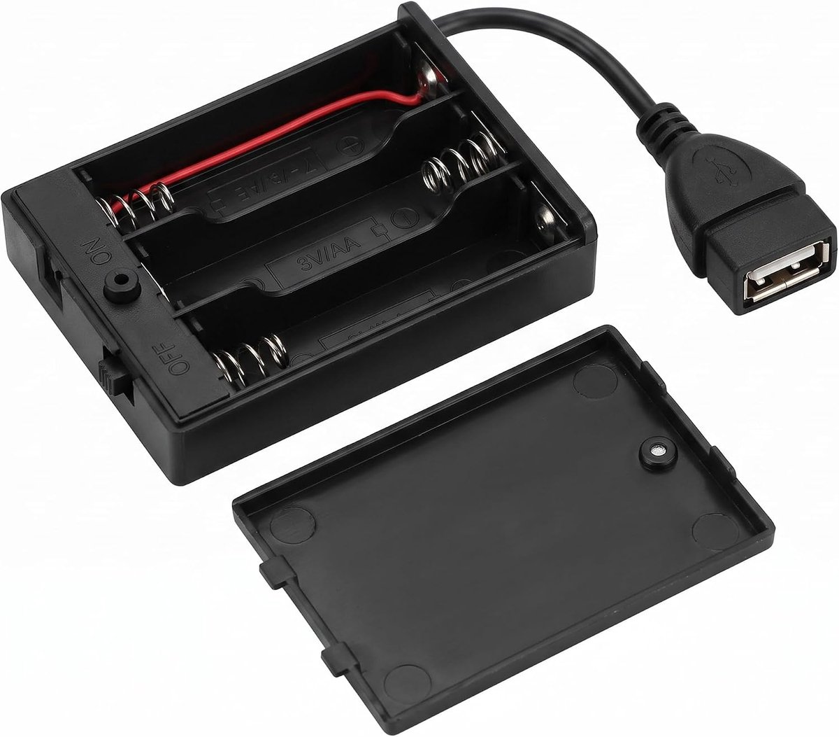 Batterijhouder 3 AA - USB 5V - Aan/uit-schakelaar - Draagbare stroomvoorziening - ShopVlot