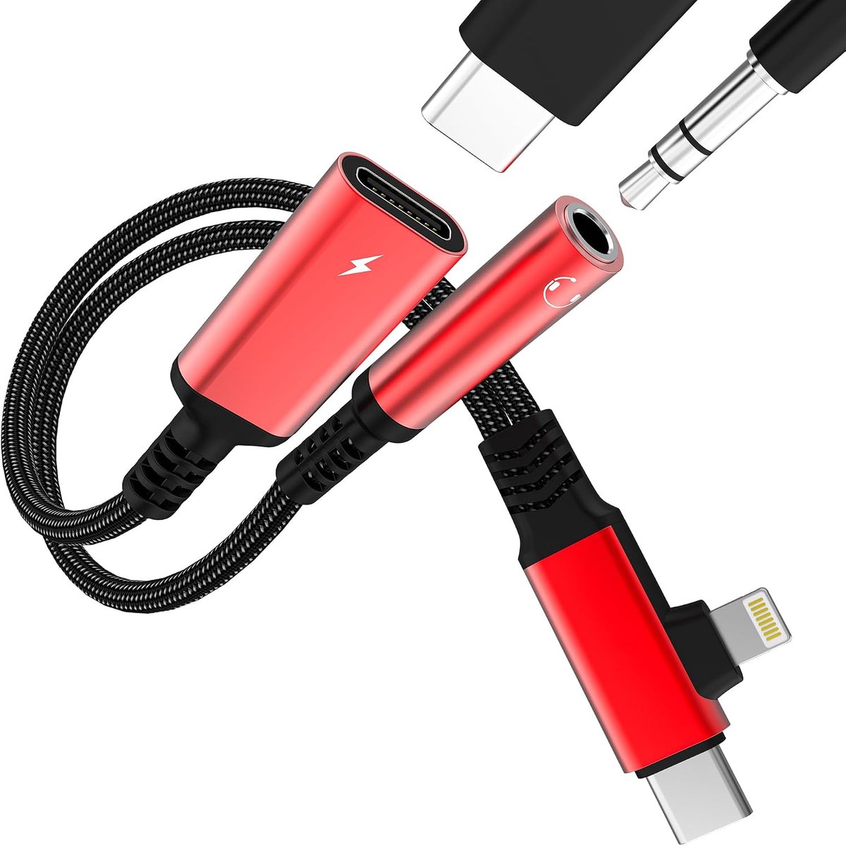 USB-C naar 3,5 mm koptelefoonaansluiting adapter voor iPhone 17 16 15 14 Pro Max Lightning naar koptelefoonkabel - ShopVlot