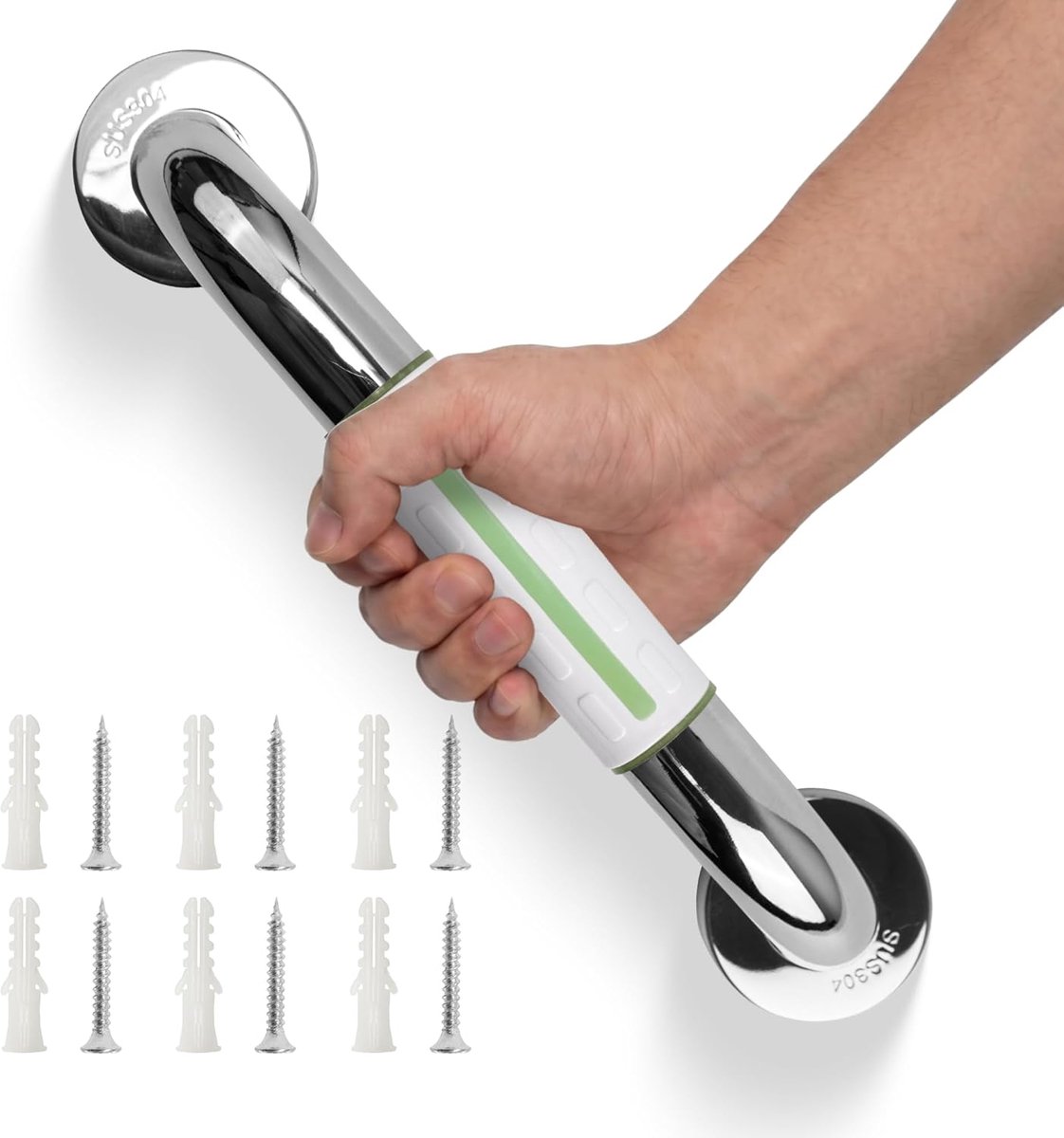 ITSOGOO Handle Bathroom 304 Stainless Steel with Safety Luminous Safety Strip,Non-slip Handles for Seniors,Shower - ShopVlot