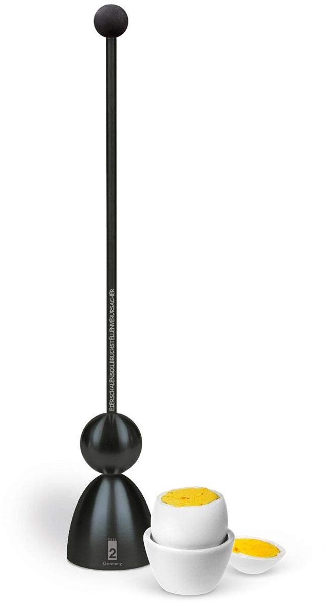 Clack Black Edition Eieropener, mat zwart, siliconen bal zwart - ShopVlot