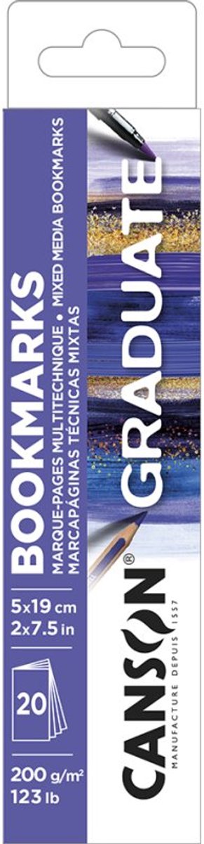 CANSON boekenleggers GRADUATE MIXED MEDIA, 50×190 mm, wit, 200 g/m²