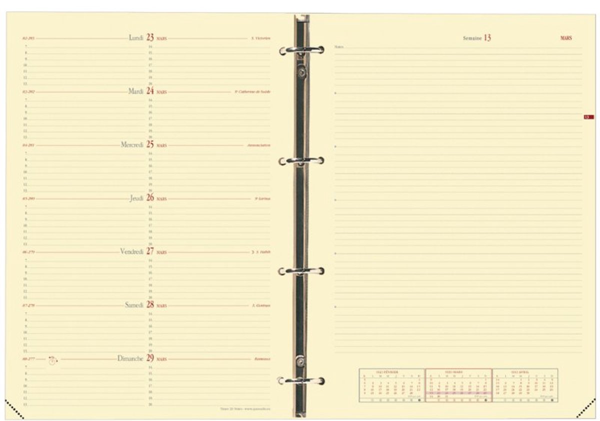 QUO VADIS vulling Timer 29 Notes, 210×297 mm, 16 maanden, ivoorpapier