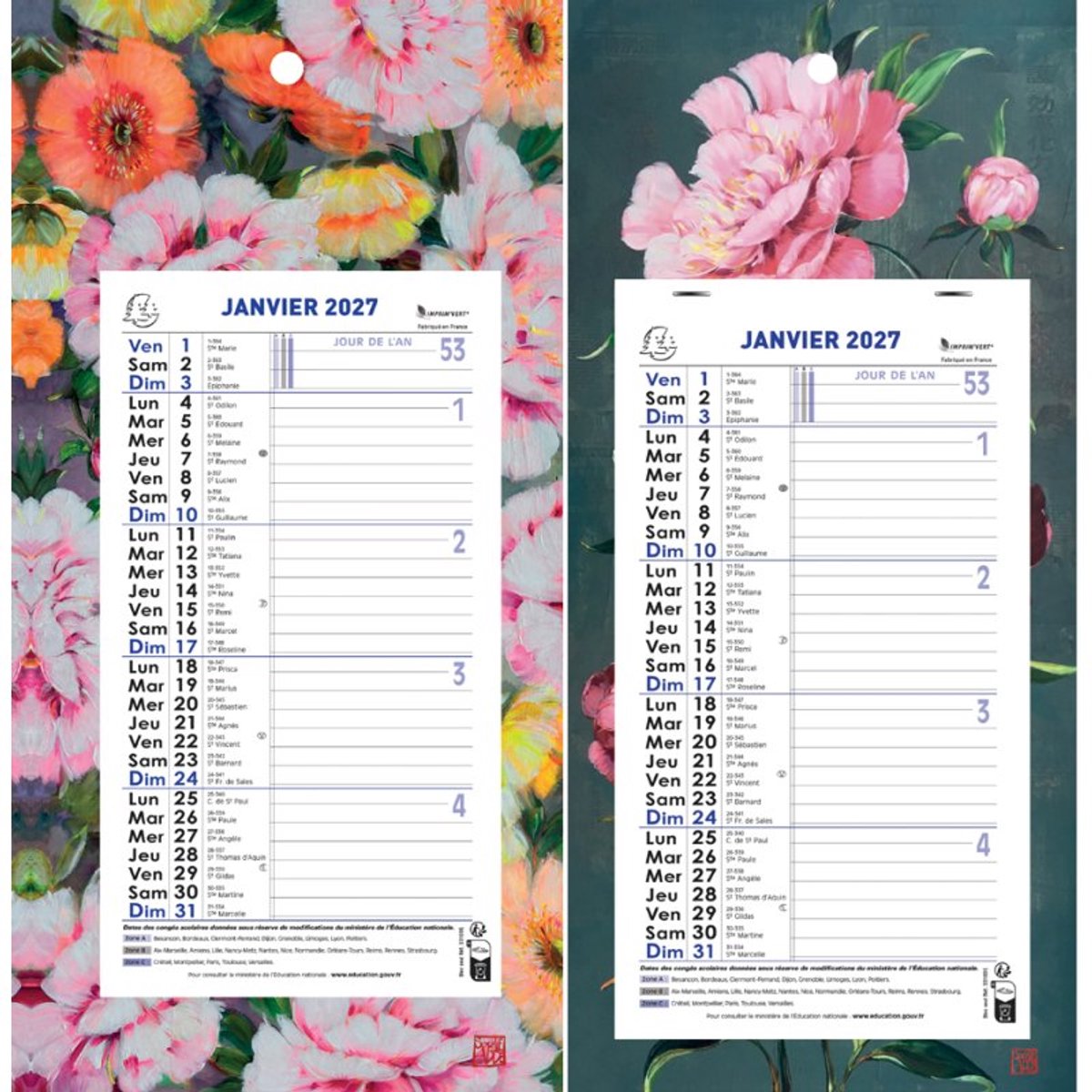 Bloemenkalender 2025, wandmodel 130 x 230 mm