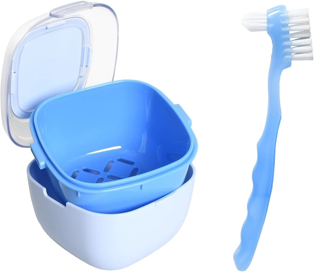 Dentaal opbergdoosje met uitneembare inzet voor protheses, eenvoudig schoon te maken en draagbaar, ideaal voor tandheelkundige verzorging