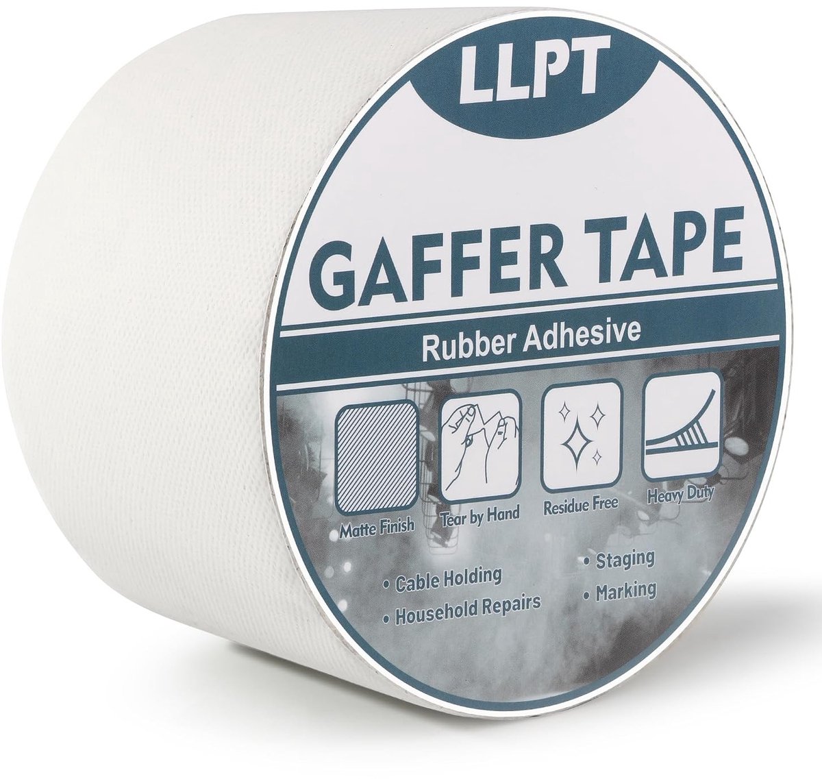 Professionele Gaffer Tape in Wit, 75 mm x 15 m, Matte Niet-Reflecterende Tape, Gemakkelijk te Scheuren, Duurzaam voor Fotografie en Evenementen