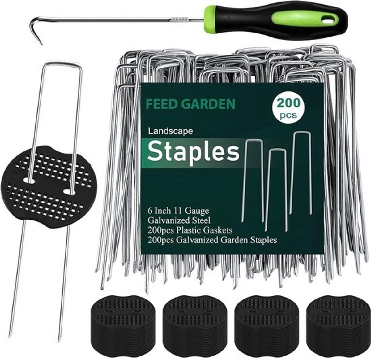Landschapsnietjes - Grasdoekpinnen - Tuin - Vastzetten - Roestvrij - Gegalvaniseerd staal - 6 inch - Lengte