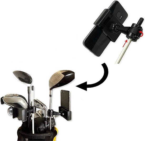 Zwart Smartphone Houder voor Golf met 360° Rotatie - Ideaal voor Swing, Putting en Korte Spelletjes op de Golfbaan — afbeelding 4