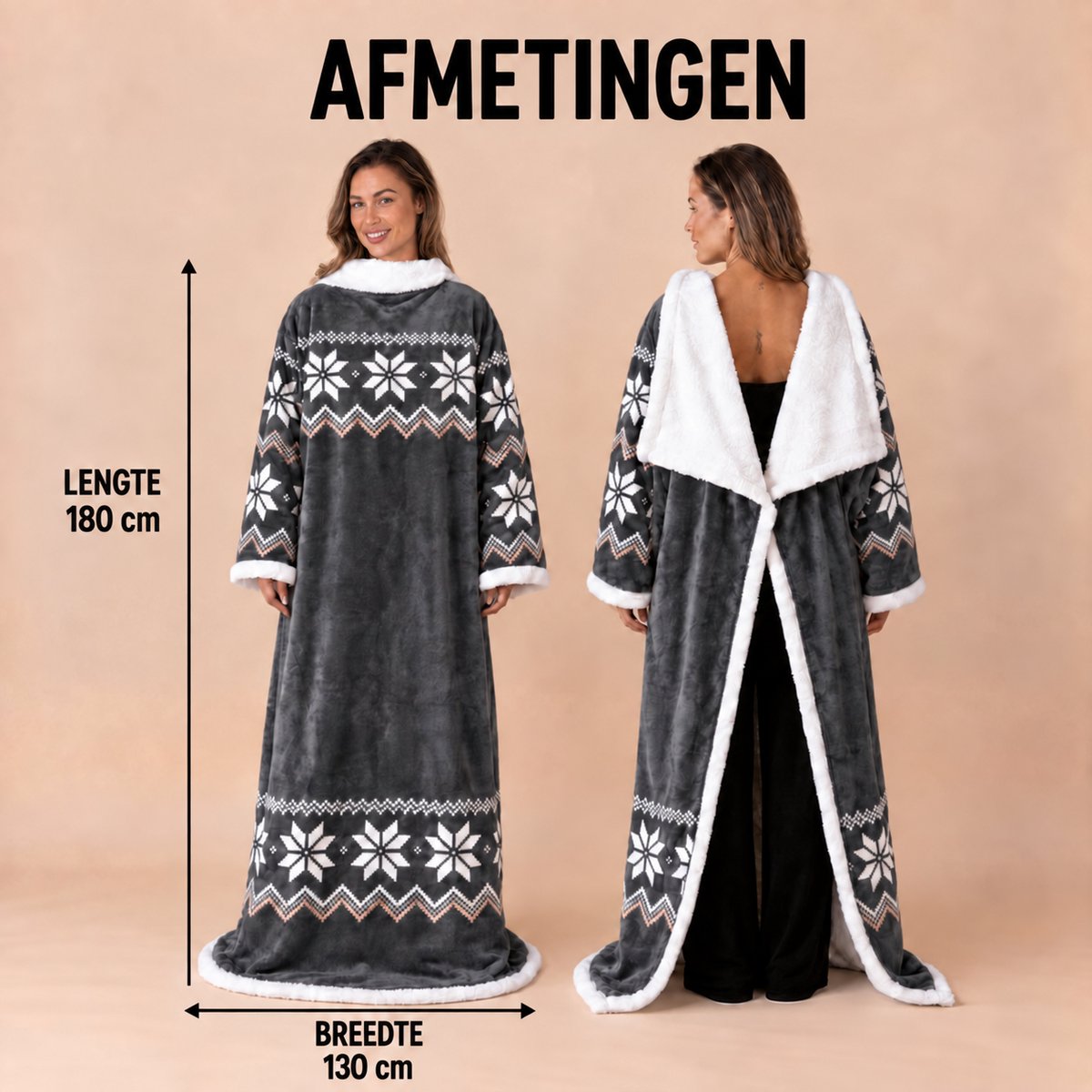 Fleece Deken met Mouwen - Plaid met Mouwen - Hoodie Deken - Hoodie Blanket - Huggle Hoodie - Snuggle Hoodie - Dekens - TV Deken - Zwart - Dames en Heren - Volwassenen - 180x130 cm - Noodpakket - Kerstcadeau - Snuggie Moment — cadeau in Wonen & Interieur - foto 4