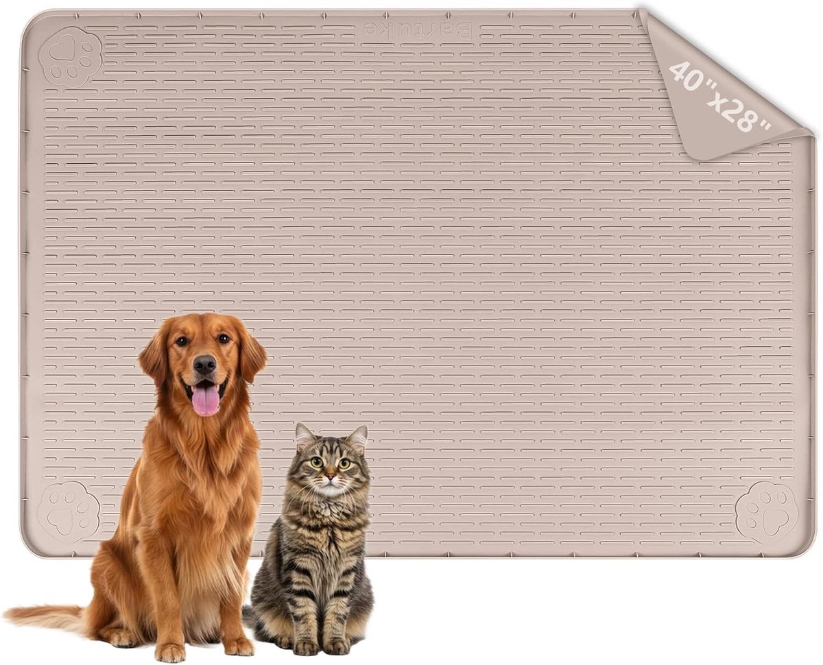 Wasbare Siliconen Pee Mat voor Honden - Herbruikbare Mat voor Waterdichte Vloerbescherming, Geschikt voor Binnen Potty Training en Meerdere Huisdieren (Khaki, 101 x 75 cm)