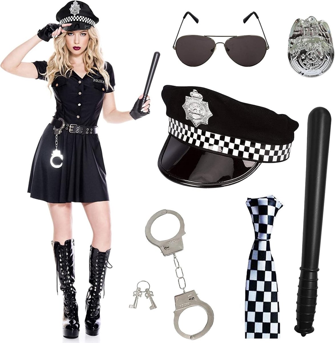 Politiekostuum - Zwart - 6-delige Accessoireset - Voor Verkleedpartijen en Cosplay