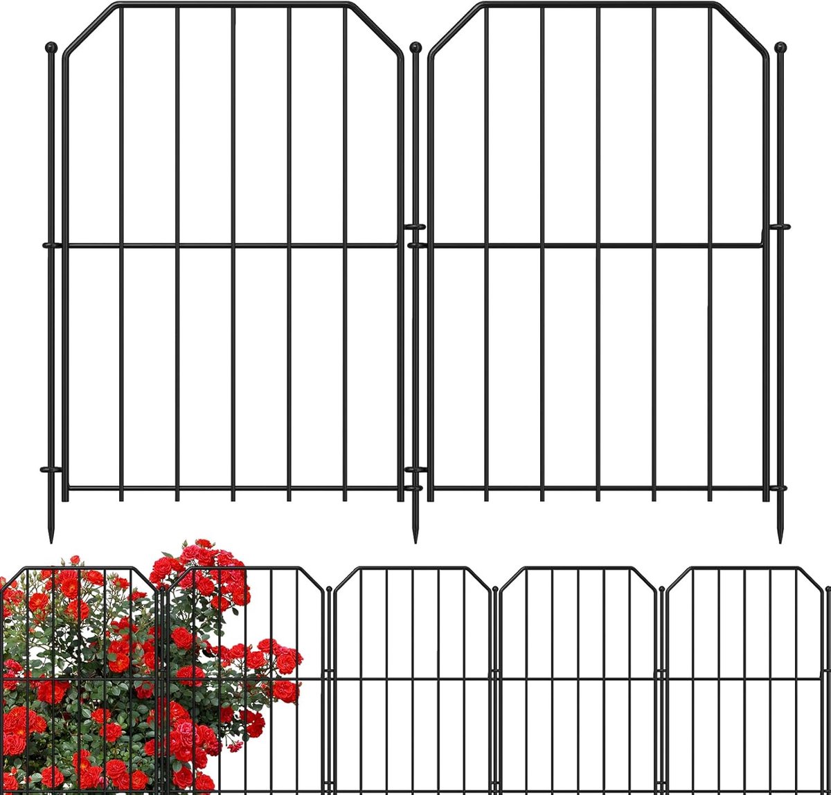 SnelShoppen - Decoratieve Tuinhekje 19-delig - Metalen Hek voor Tuin, Patios en Bloembedden - 12" x 16" - Roestvrij en Weerbestendig - Huisdieren Barr