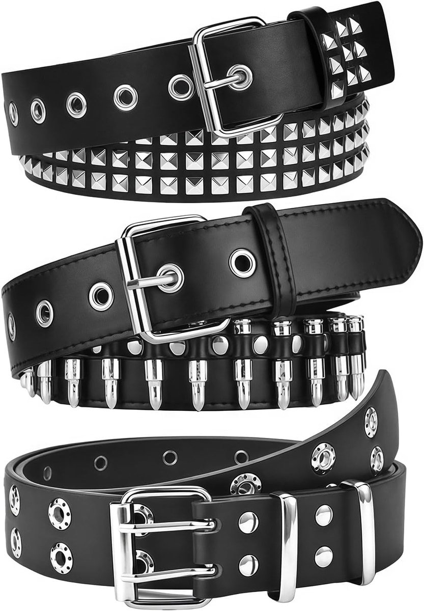 Belt Staples 3pcs Y2K Emo Gothic Punk Rock - met Patroon - voor Vrouwen - Unieke Modeaccessoires - ShopVlot