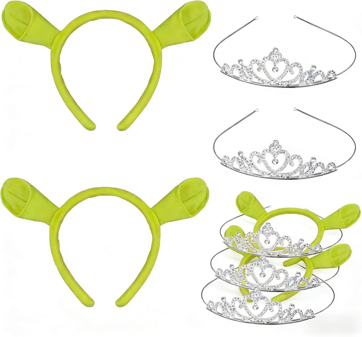 Groene Pluche Rollenspel Kledingaccessoires Set - Verstelbare Schuimoren voor Volwassenen - Ideaal voor Halloween, Themapartijen en Cosplay Accessoires