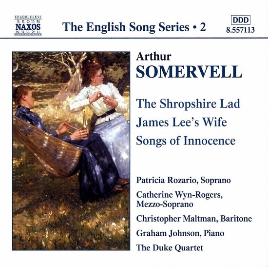 CD hoes met schilderij van twee vrouwen in een hangmat, titel "The English Song Series 2", "Arthur SOMERVELL" en "The Shropshire Lad".