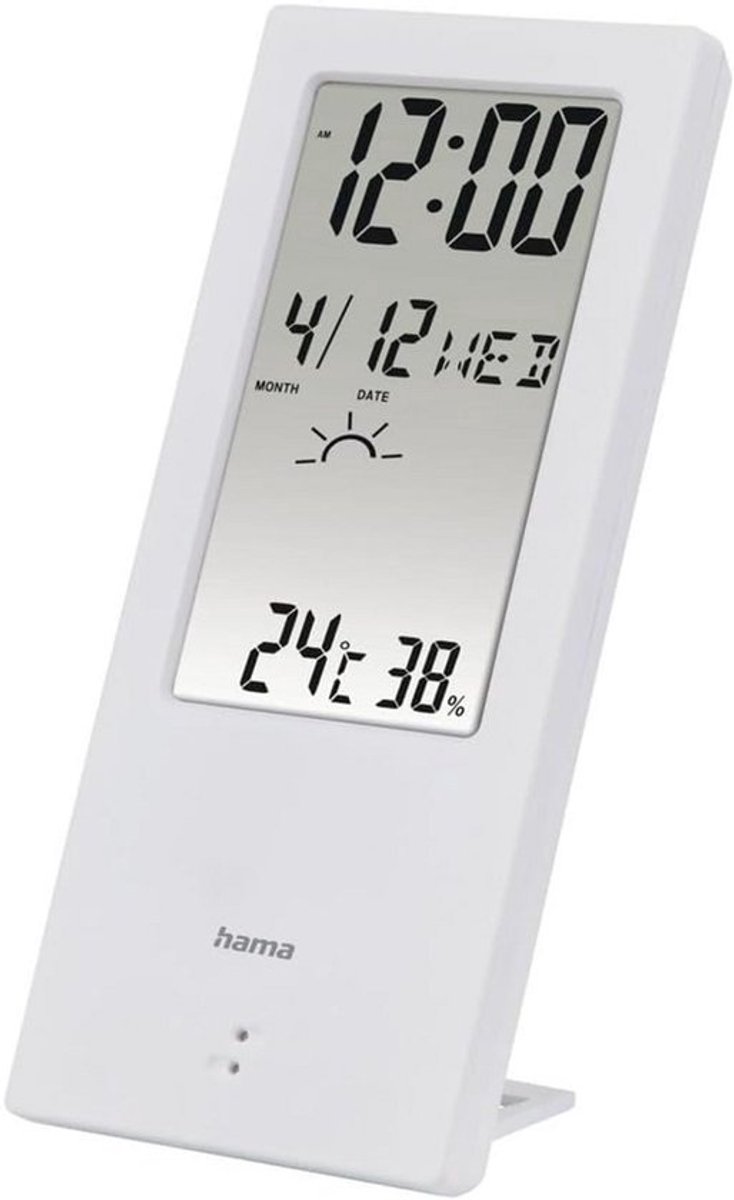 Digitale thermometer - hygrometer - Kamertemperatuur - luchtvochtigheid - Voor binnen - klimaatmeting - Weerindicator - wekker - 65 x 12 x 145 cm - Wit