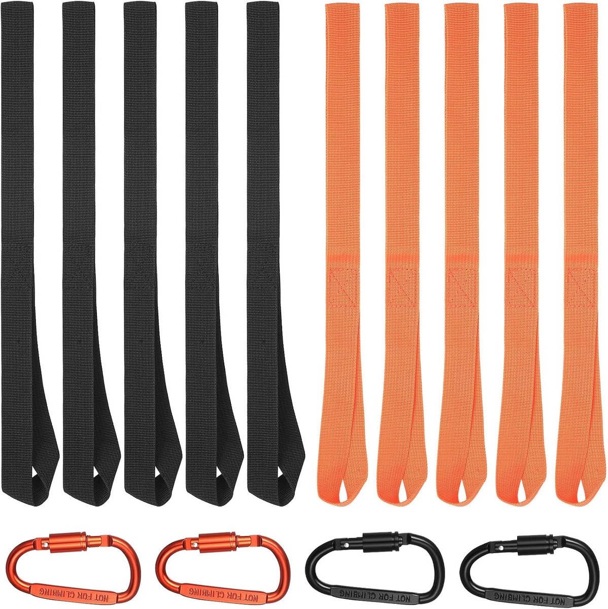 Set van 10 Spanbanden 25 mm x 40 cm met Dubbele Lussen, Tension Straps voor Motorrijden en Lasten Bevestigen met 4 Haken