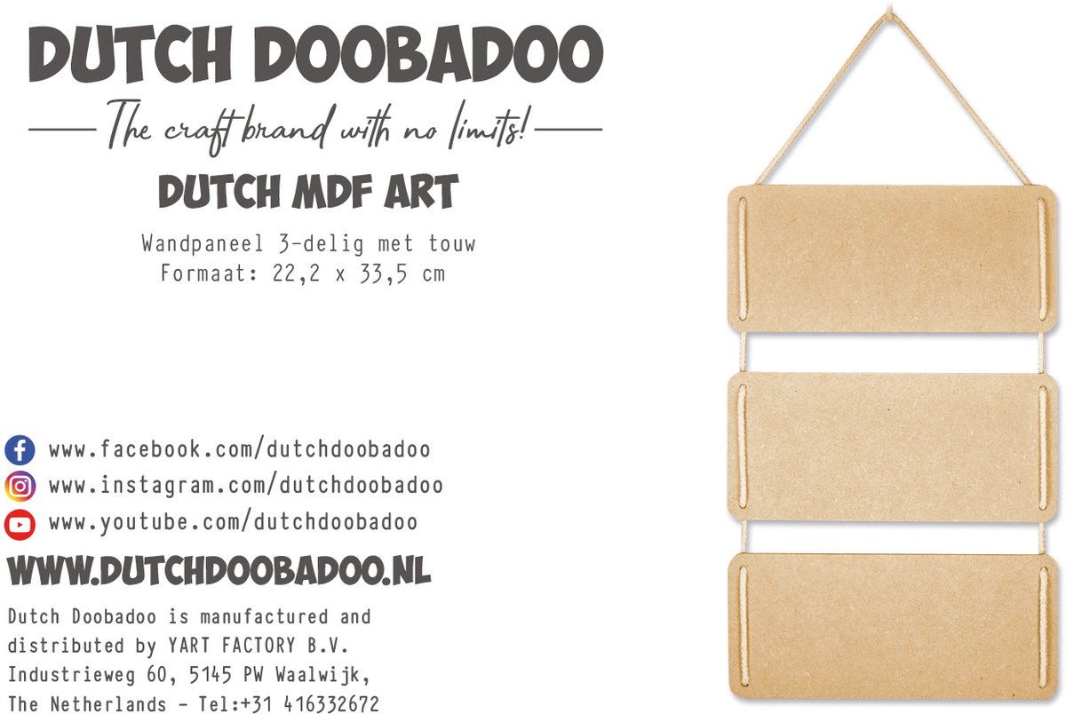 DDBD MDF Hanging panels 3 pcs incl rope