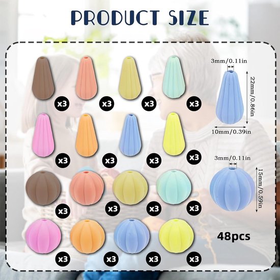 Siliconen Pompoen en Druppel Stitch Stoppers - 48 Stuks in Diverse Kleuren voor Breien en Creatieve DIY Projecten — afbeelding 2