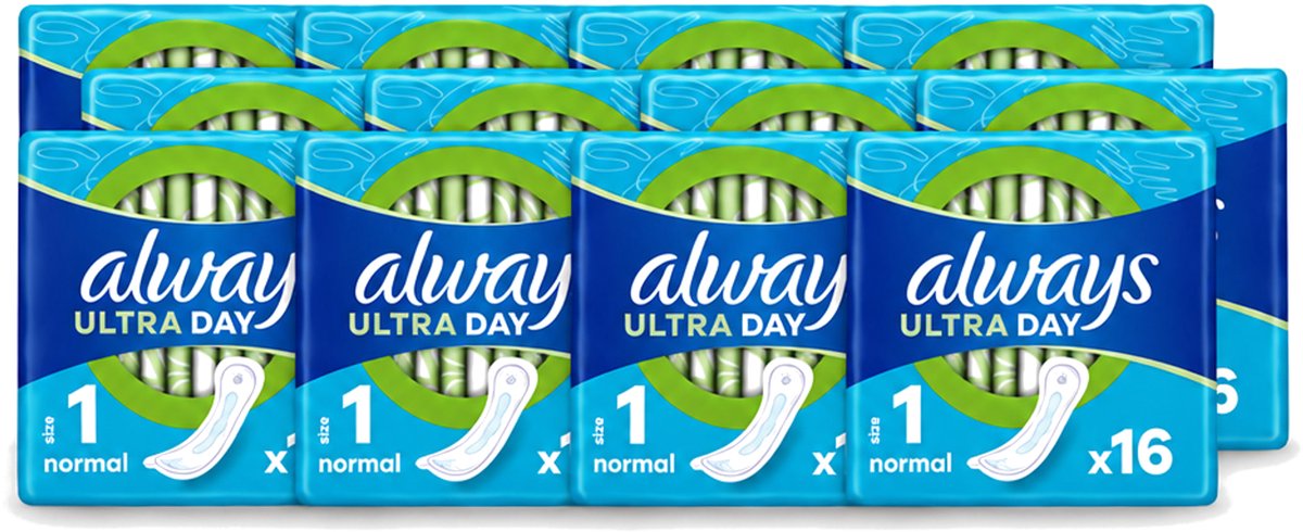 12 x Always – Maandverband – Ultra Normal – 16 Maandverbanden - Voordeelverpakking - 12 stuks