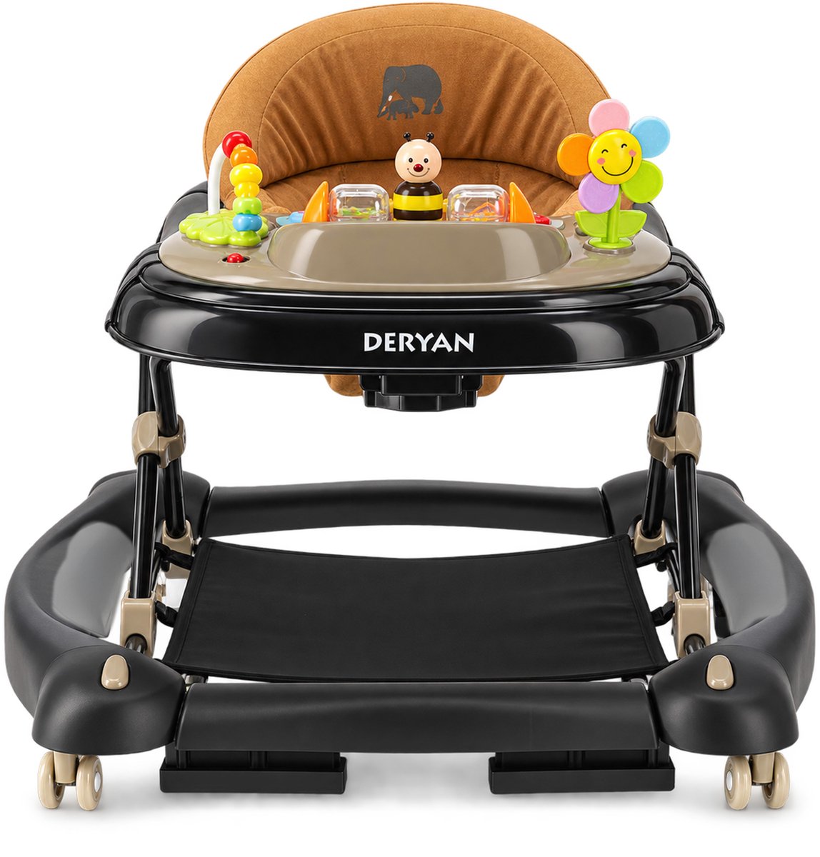 Deryan 4-in-1 Loopstoel - Met speelset - Inklapbaar - Zwart/Nougat – foto 7