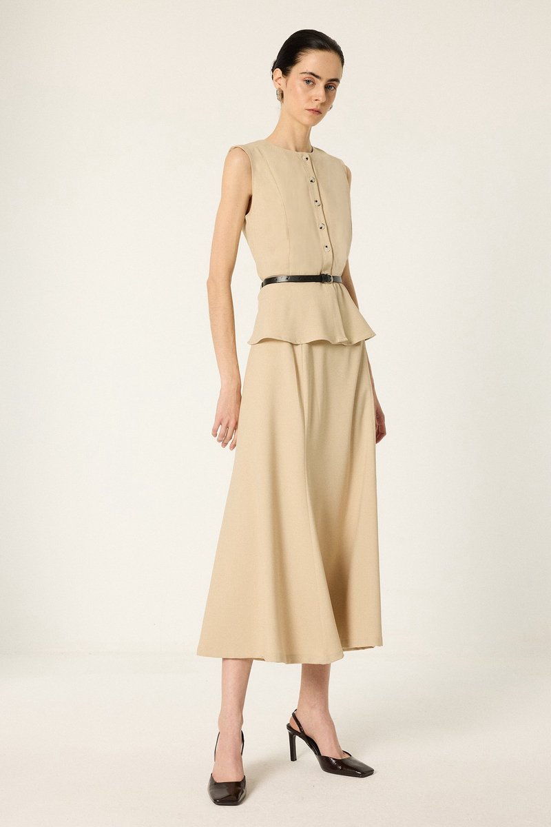 Touché Privé - Set van gilet en rok - Beige - Dames