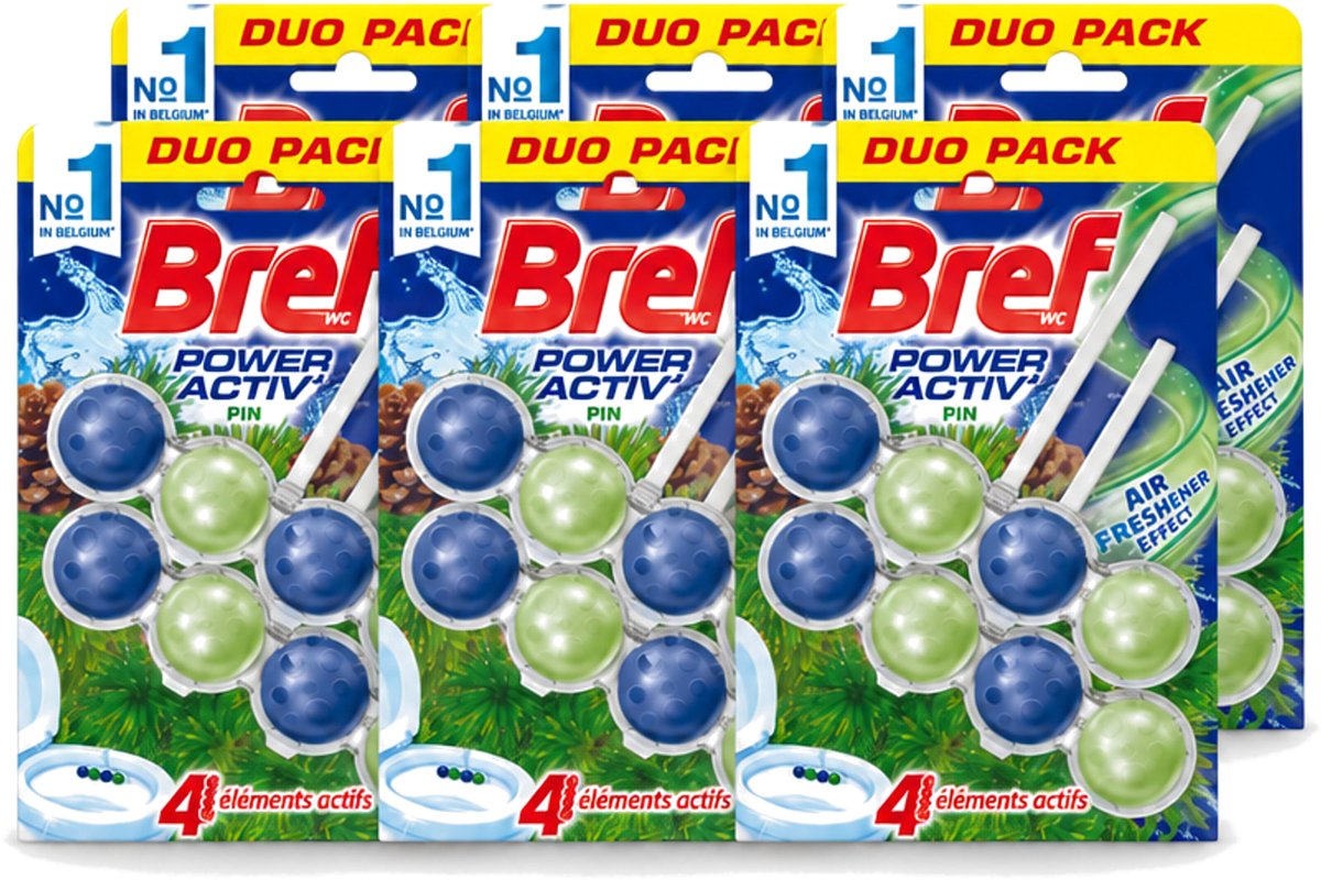 6 x Bref WC - Power Activ+ - Toiletblok - Den - 2 Blokken - Voordeelverpakking - 6 stuks