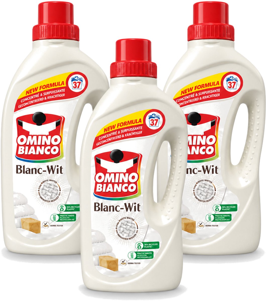 3 x Omino Bianco - Wasmiddel - Geconcentreerd & Krachtig - Witte Was - 37 Wasbeurten - Voordeelverpakking - 3 stuks
