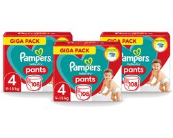 3 x Pampers - Baby-Dry Pants - Luierbroekjes - Maat 4 (9-15 kg) - Comfort Fit - 108 Luiers - Voordeelverpakking - 3 stuks