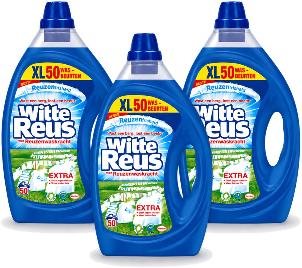 3 x Witte Reus - Vloeibaar Wasmiddel - 50 Wasbeurten - Voordeelverpakking - 3 stuks