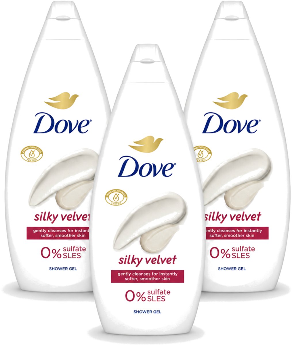 3 x Dove Silky Velvet - Douchegel - Sulfaatvrij - 250 ml - Voordeelverpakking - 3 stuks