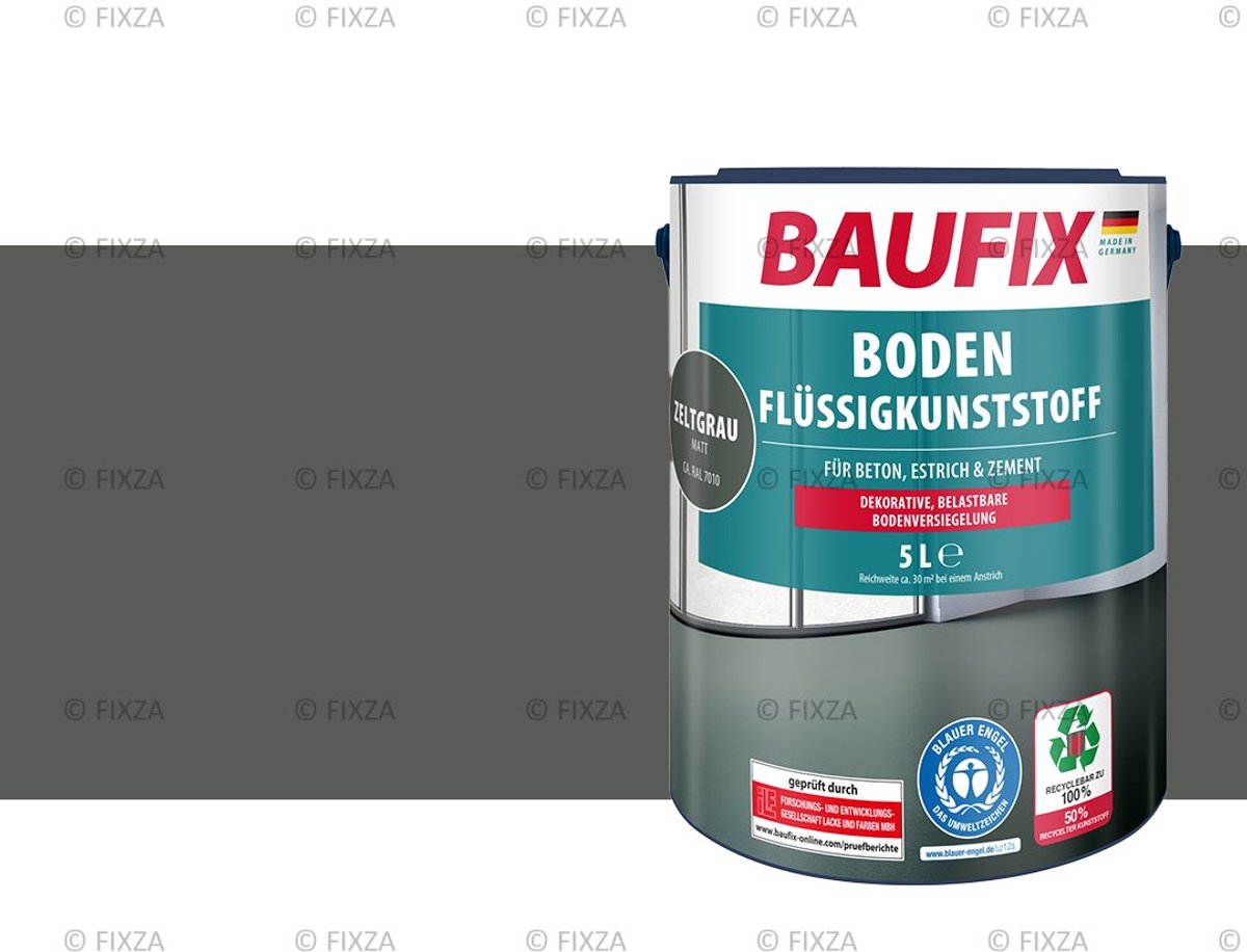 BAUFIX Vloercoating – Tentgrijs – Mat 5L – Watergedragen Betonverf voor Binnen & Buiten – Slijtvaste Vloerverf voor Bijkeuken, Kelder en Balkon