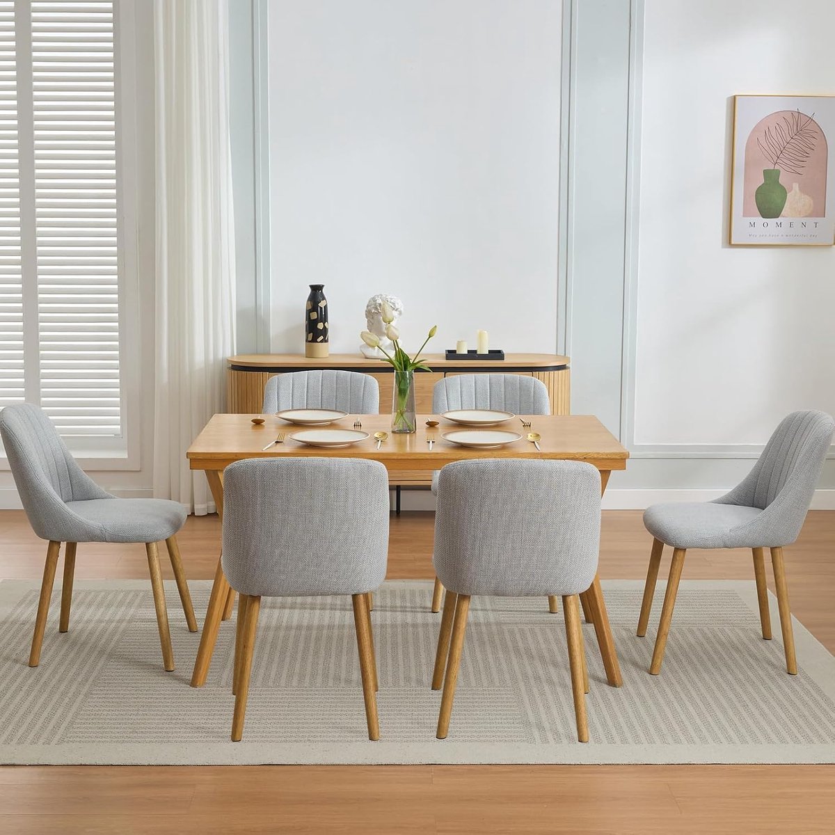 Eetkamerstoelen Set van 6 - Moderne Stoffen Stoelen Eikenhout 136kg