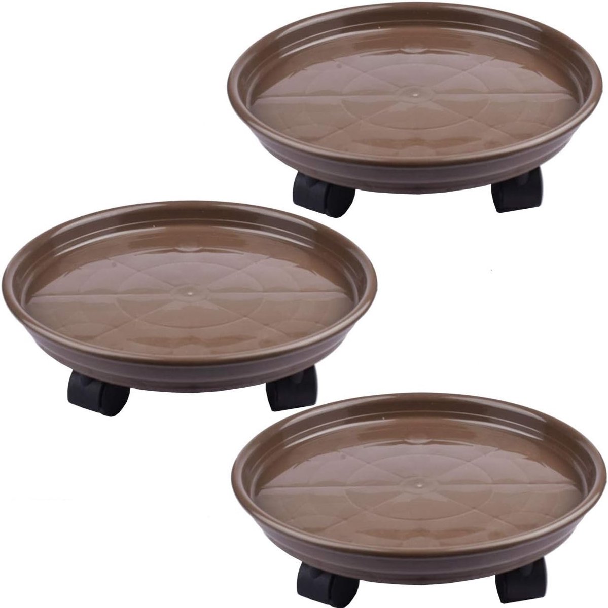 Set van 3 Stuks 30cm Plastic Pallet Caddy voor Planten, Ronde Bloempot Mover met Wielen, Hoogwaardige Plantstandaard voor Gemakkelijk Verplaatsen van Bloempotten