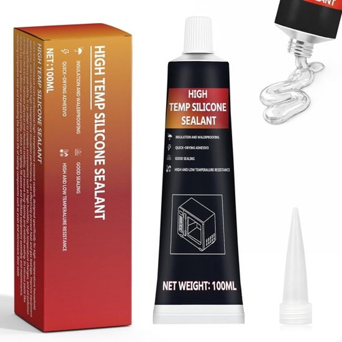 Ovenlijm - Hittebestendige kit - voor reparatie van apparatuur - tot 300 graden - 100 ml - transparant