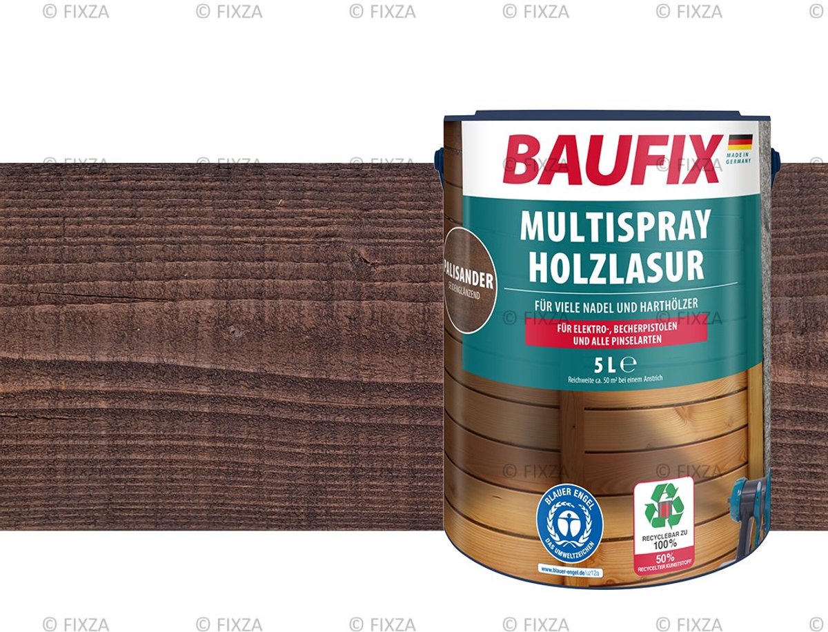 BAUFIX Multi Houtbeits – Palisander – Zijdeglans – 5 Liter – Voor Schutting, Tuinhuis & Blokhut – UV- & Weerbestendig