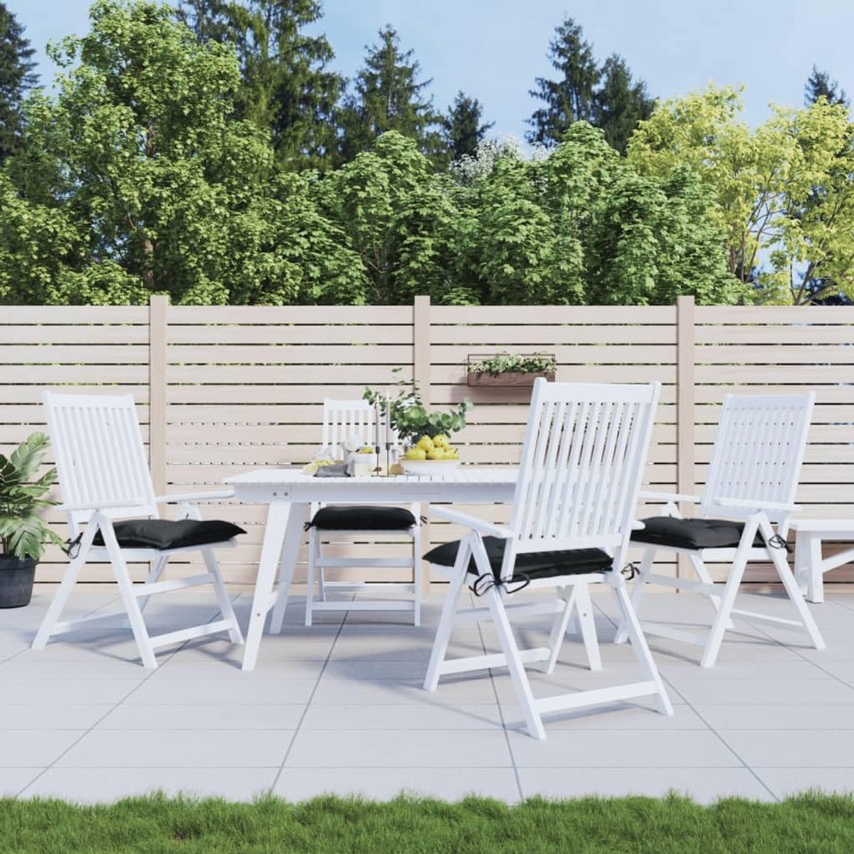 4 stuks, zwart, 50 x 50 x 7 cm, van Oxford-weefsel, waterafstotend en kreukvrij, met zachte schuimvulling voor optimaal zitcomfort, veelzijdig inzetbaar