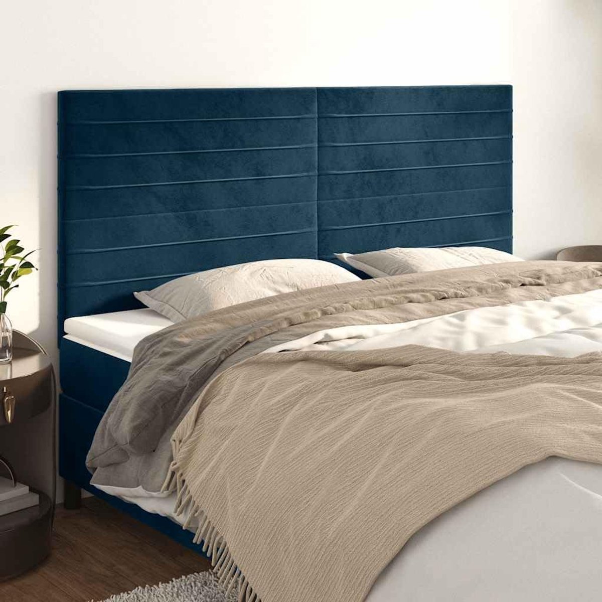 Hoofdeinde 180 x 5 x 118 / 128 cm in hoogte verstelbaar fluweel, stijlvol ontwerp voor slaapkamer, zacht velours, stevige houten poten, uitstekende ondersteuning voor de rug bij het lezen