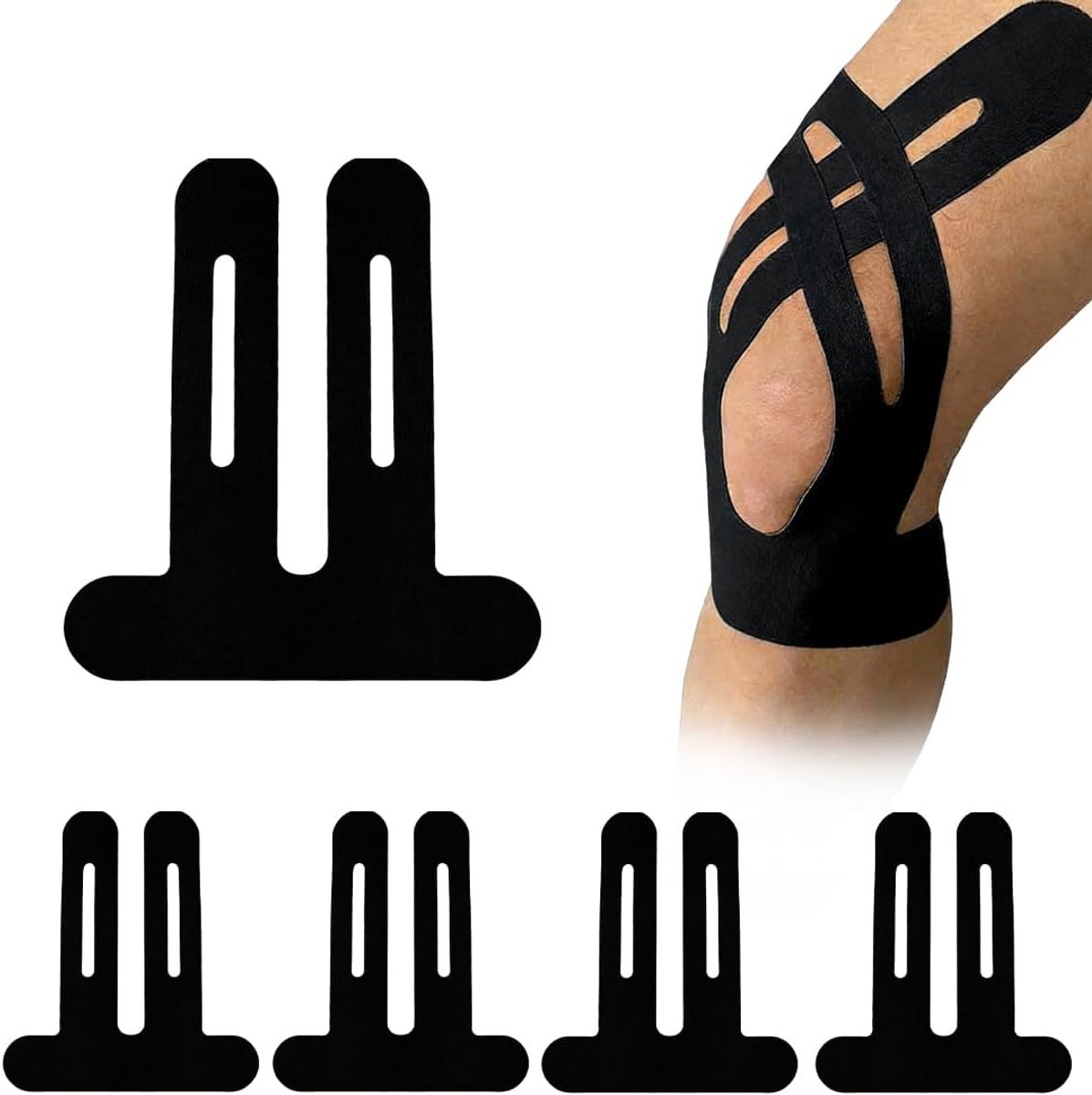 Kniebandages 5 Stuks - Zwart - Vooraf gesneden - Waterdicht en ademend - Ideaal voor sporters - ShopVlot