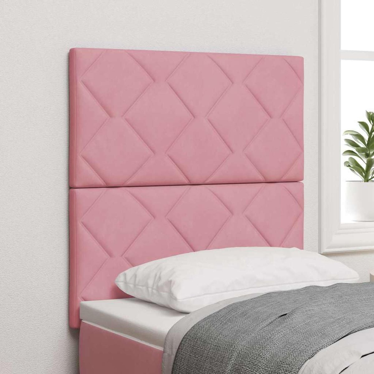 Hoogte verstelbaar hoofdeinde met ledverlichting, fluweel, roze, 80 cm, gemaakt van grenenhout, RGB.