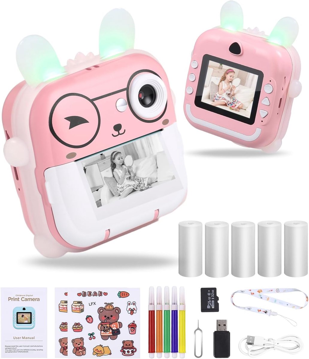 Children's Camera, 2.0 Inch Display, Children's Digital Camera, Selfie Camera for Children, Dual Lens with 32GB SD - ShopVlot