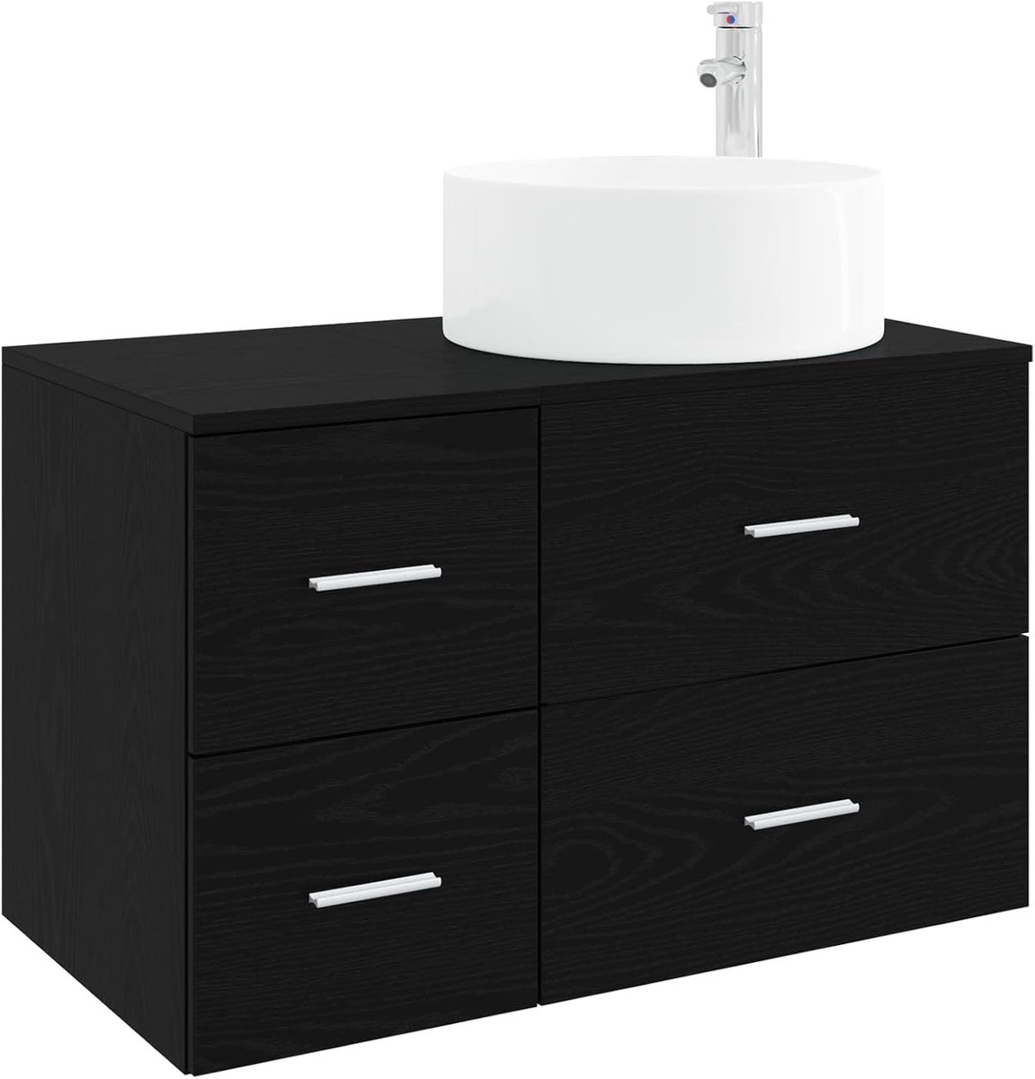 Badkamermeubelset, 2-delig, eiken, zwart