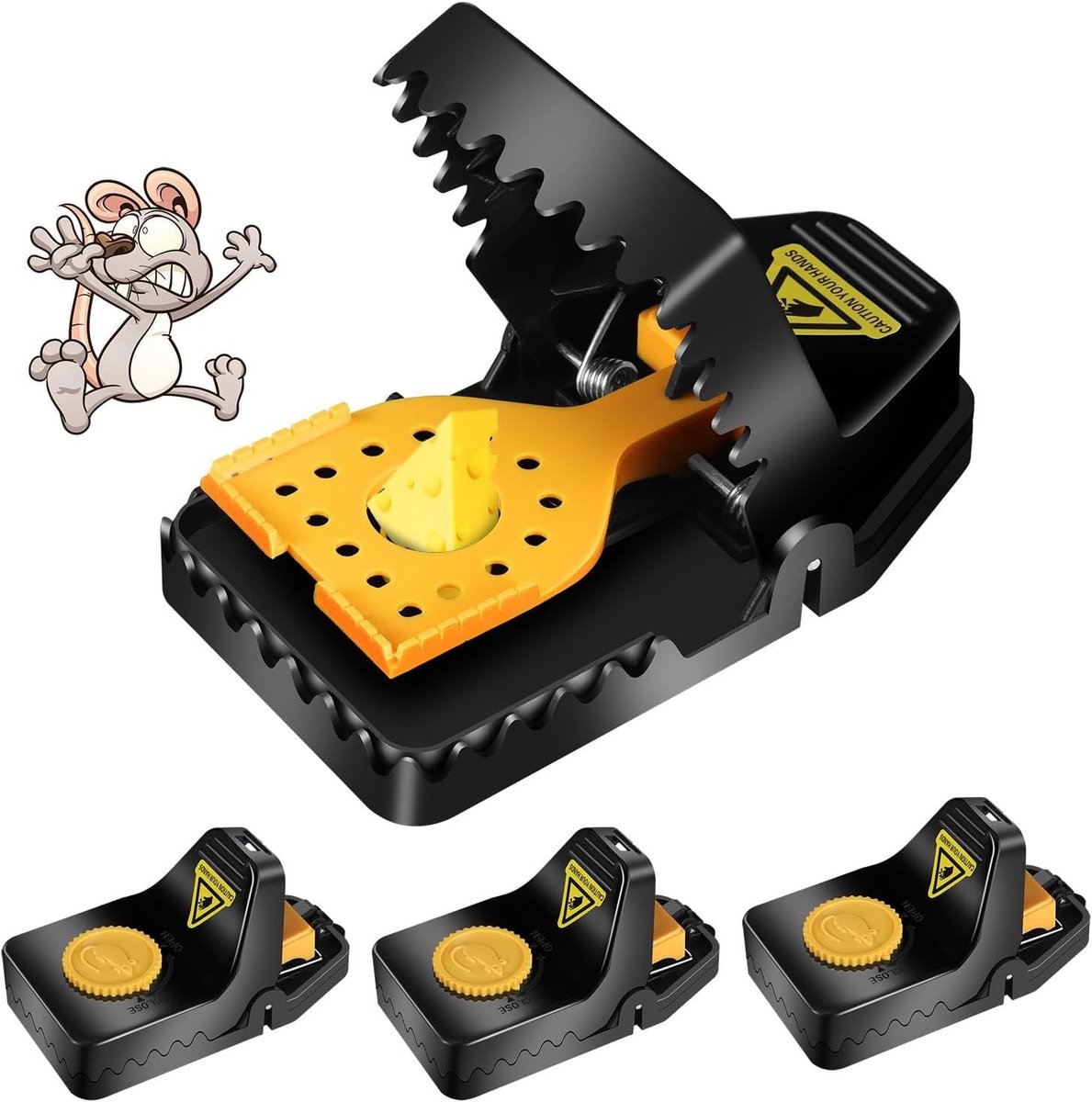 ccccccccc - muizenklapval - herbruikbare muizenval - sterke veer, gevoelig mechanisme - 11,2 cm x 4,8 x 5,6 cm - keuken, kelder, schuur, kast, woonkamer - zwart
