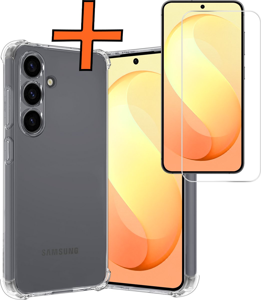 Hoes - Met Screenprotector - Geschikt voor Samsung Galaxy S26 FE - Sterk & Shockproof - Siliconen Case - Back Cover - Telefoon Hoes - Shock Proof - Transparant