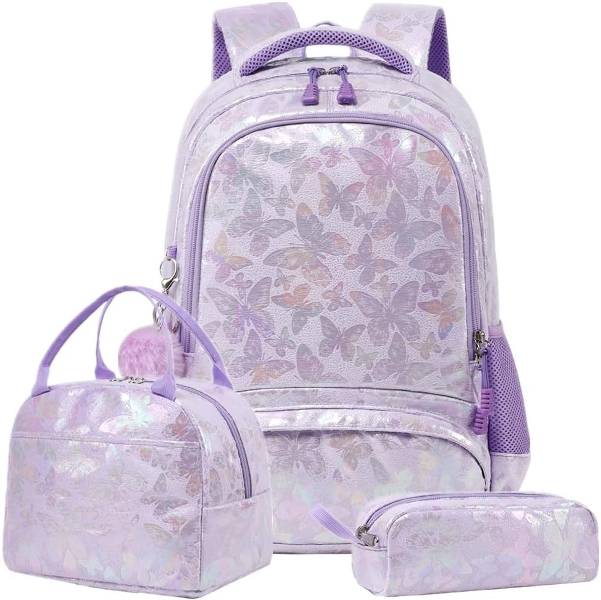 Meisjes Schooltas Set met Lunchbox en Pennenhouder voor School en Vrije Tijd