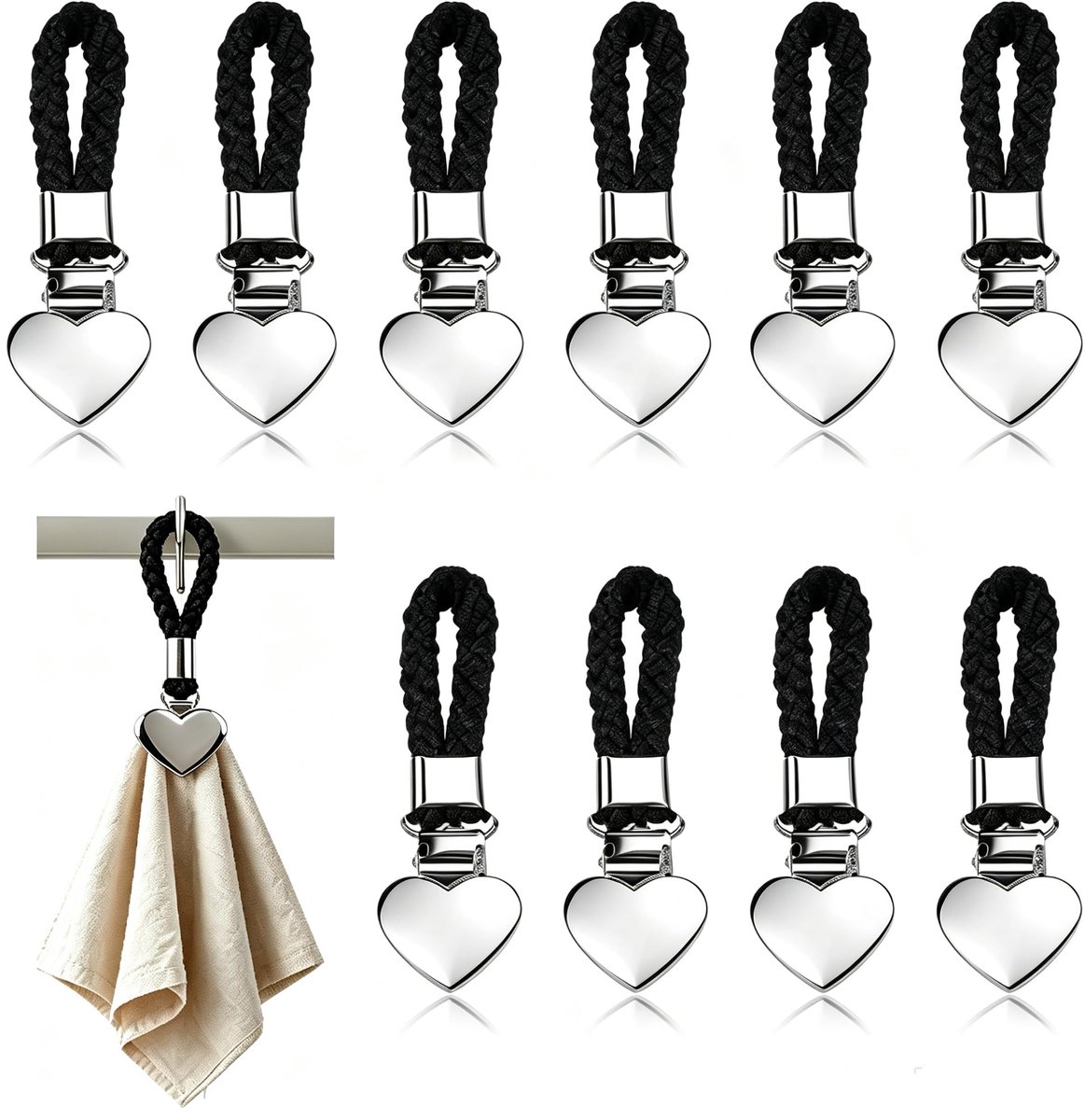 Handdoekclips 15 stuks - antislip - met lussen - ideaal voor badkamer en keuken - ShopVlot