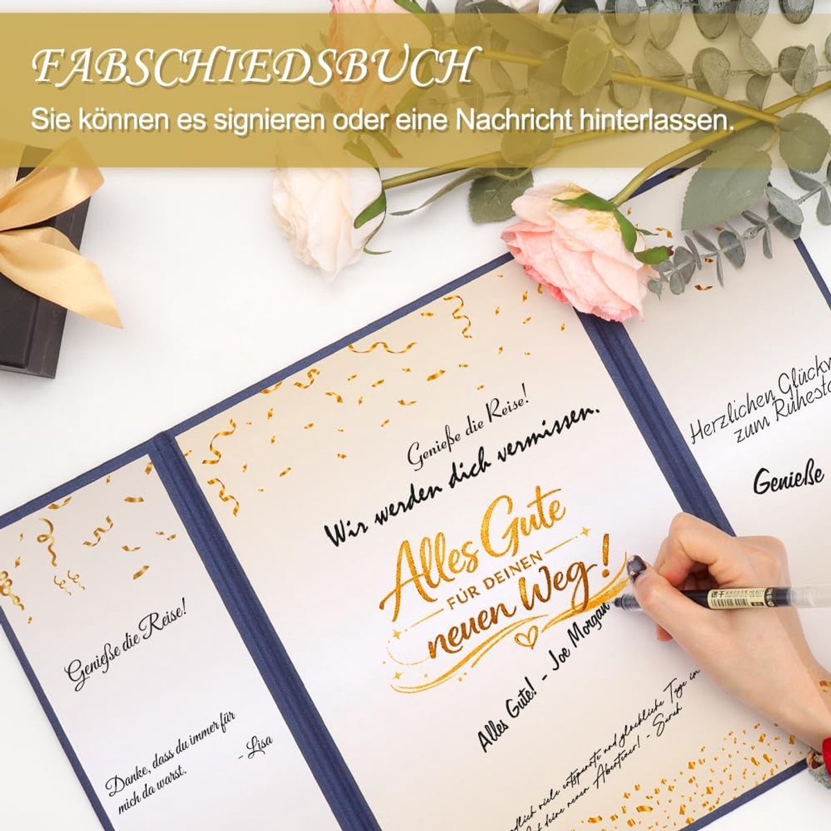 WALLFID Signature gastenboek met opdruk "Alles Gute für deinen neuen Weg",Afscheidscadeau,Afscheidscadeau voor - ShopVlot