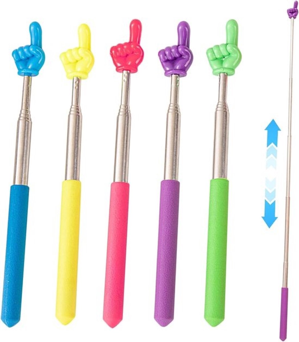 Set van 5 telescopische pointersticks - Uitschuifbare lesgids - Voor presentaties en klaslokaal