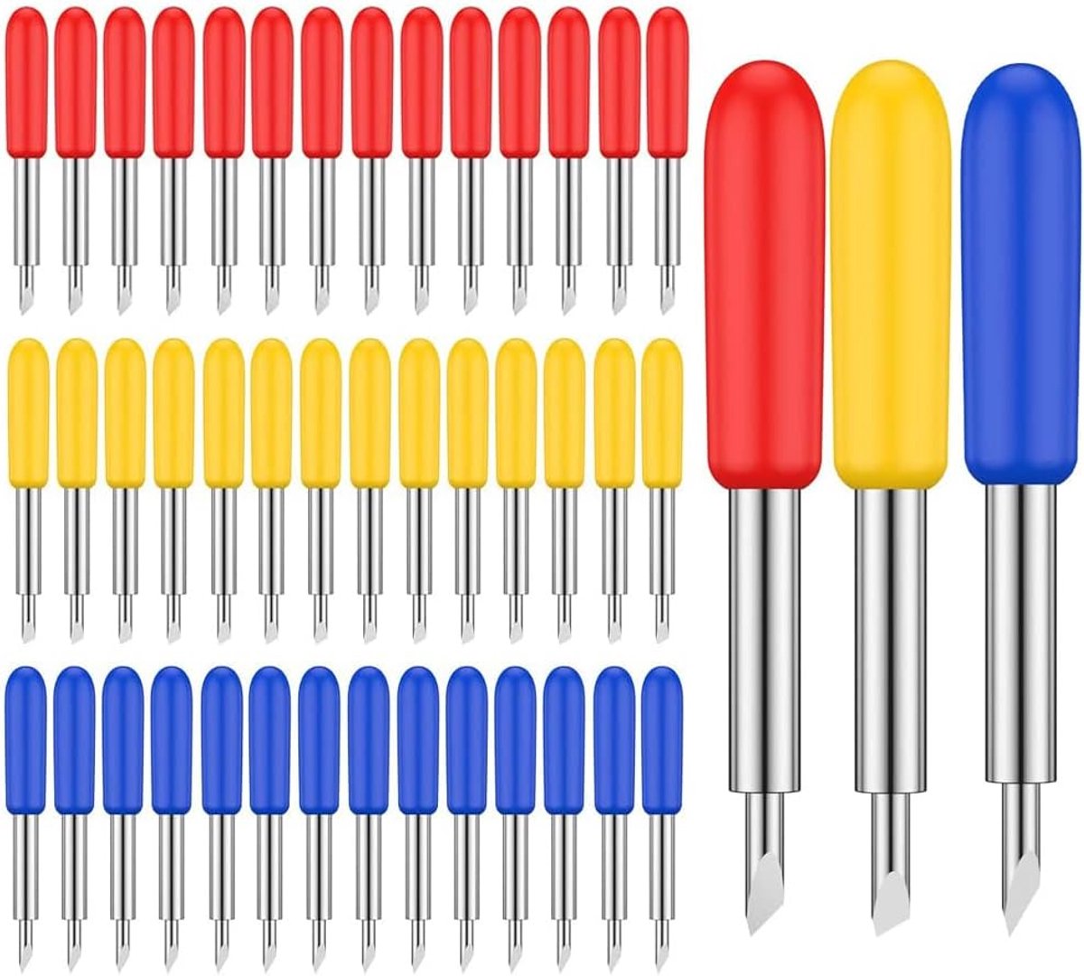 GUUZI 45 stuks Vervangende mesjes Vinyl Snijbladen, 15 stuks 45° Standaard Mes, 15 stuks 60° Diepe Messen,15 stuks 30° - ShopVlot